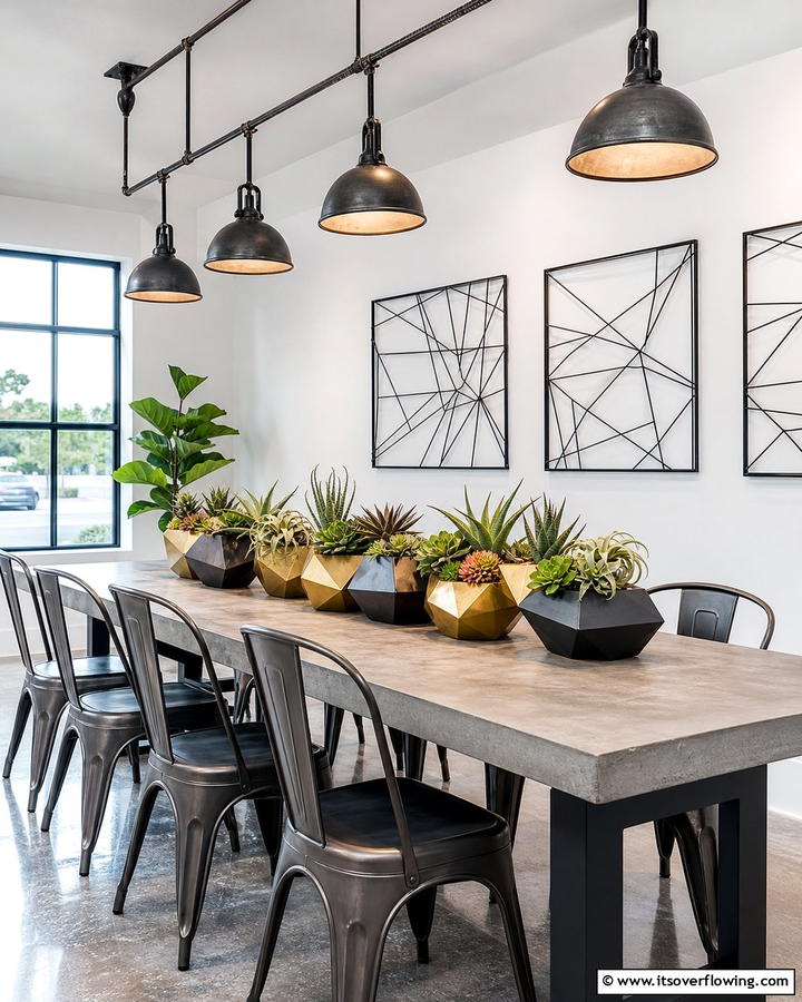 Geometric Planter Design - 21 Dining Table Centerpiece Ideas for Every Season