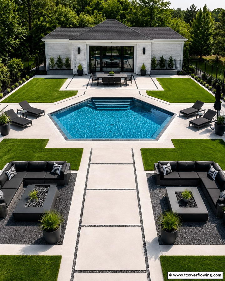 Geometric Pool Shapes - 25 Semi Inground Pool Ideas for a Stunning Backyard