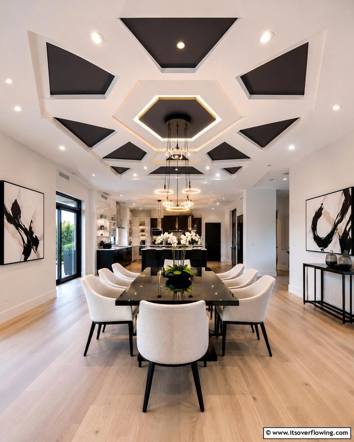 Geometric Pop Designs - 30 Pop Ceiling Design Ideas for Modern Home Interiors