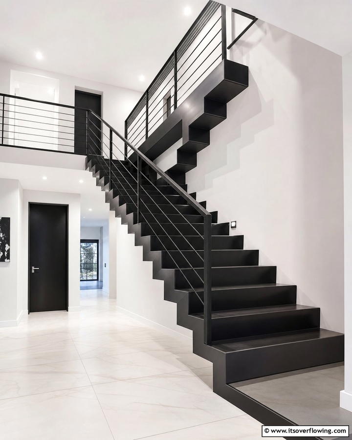Geometric Precision Structured Staircase Designs - 21 Creative Staircase Design Ideas for Modern Homes