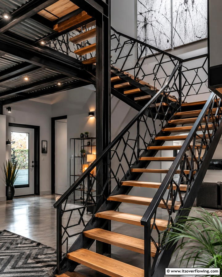 Geometric Railings for Modern Patterns - 25 Stair Railing Ideas for Modern and Traditional Homes