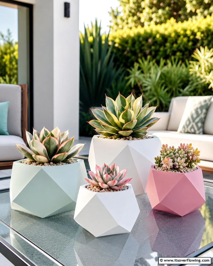 Geometric Resin Container - 30 Outdoor Succulent Container Ideas for Easy Gardening