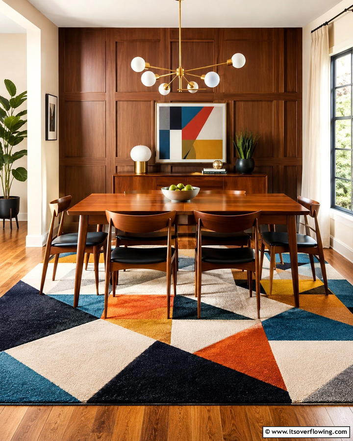 Geometric Rugs for a Bold Statement - 30 Dining Room Rug Ideas to Anchor Your Table Setting