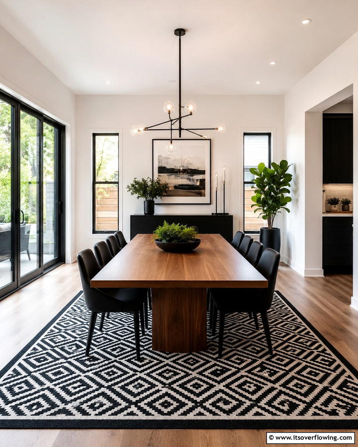 Geometric Rugs to Add Structure - 30 Dining Room Rug Ideas to Anchor Your Table Setting