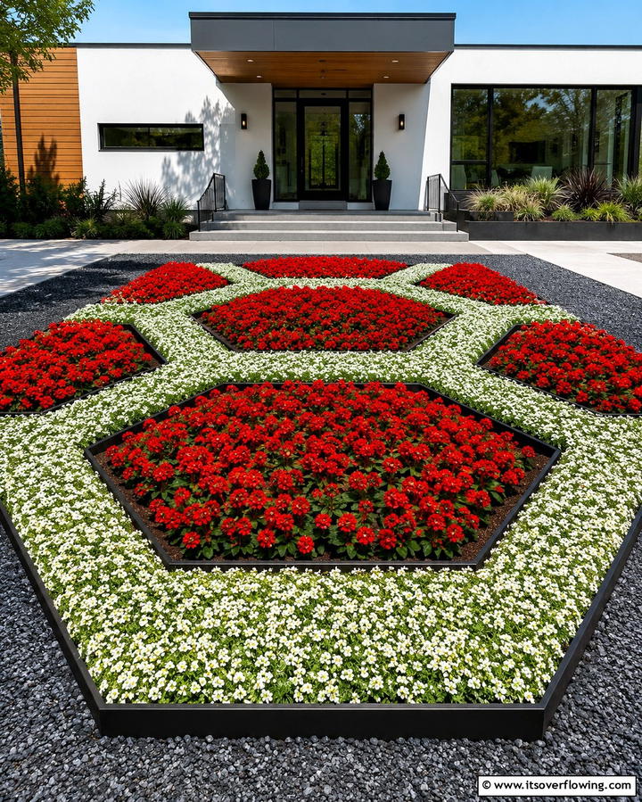 Geometric Shaped Flower Bed - 30 Front Yard Flower Bed Ideas for Curb Appeal Boost