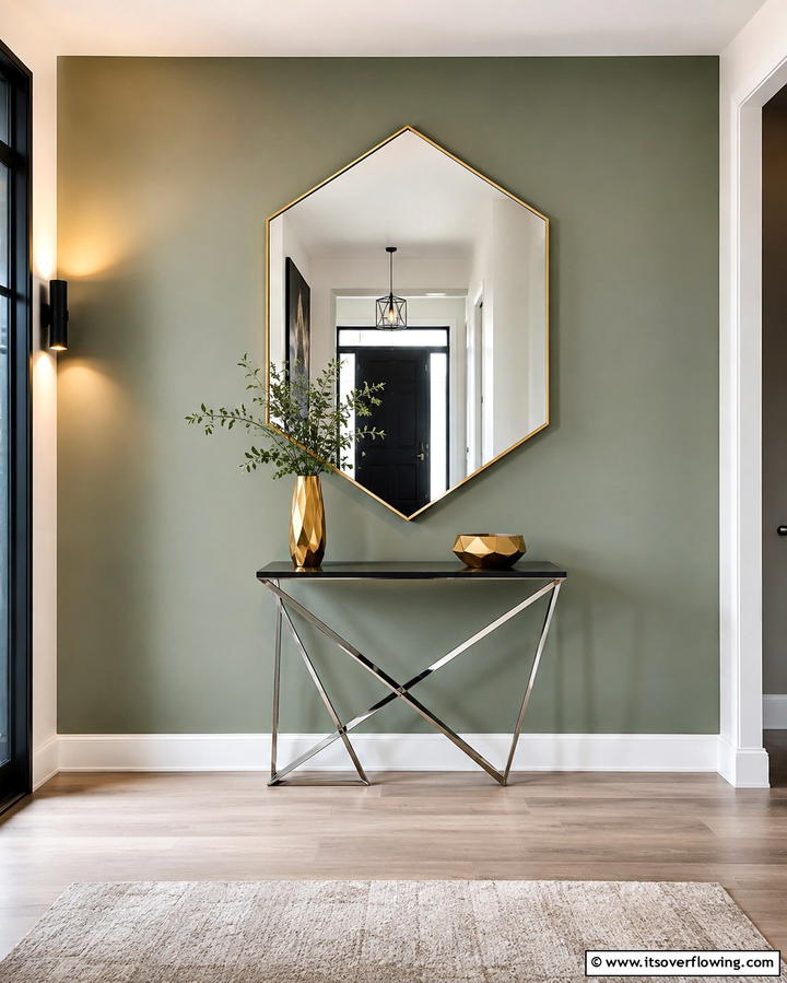 Geometric Shaped Mirror - 30 Statement Entryway Mirror Ideas to Brighten Narrow Spaces