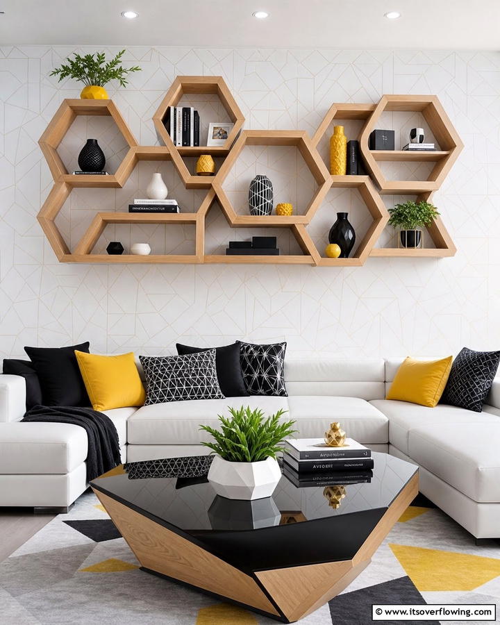 Geometric Shelf Design Focus - 21 Shelf Decor Ideas to Organize and Elevate Your Spaces