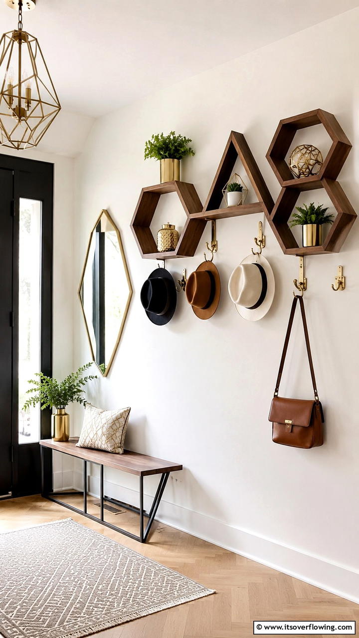 Geometric Shelves Hat Rack - 30 Creative Hat Rack Ideas for Organized Entryways
