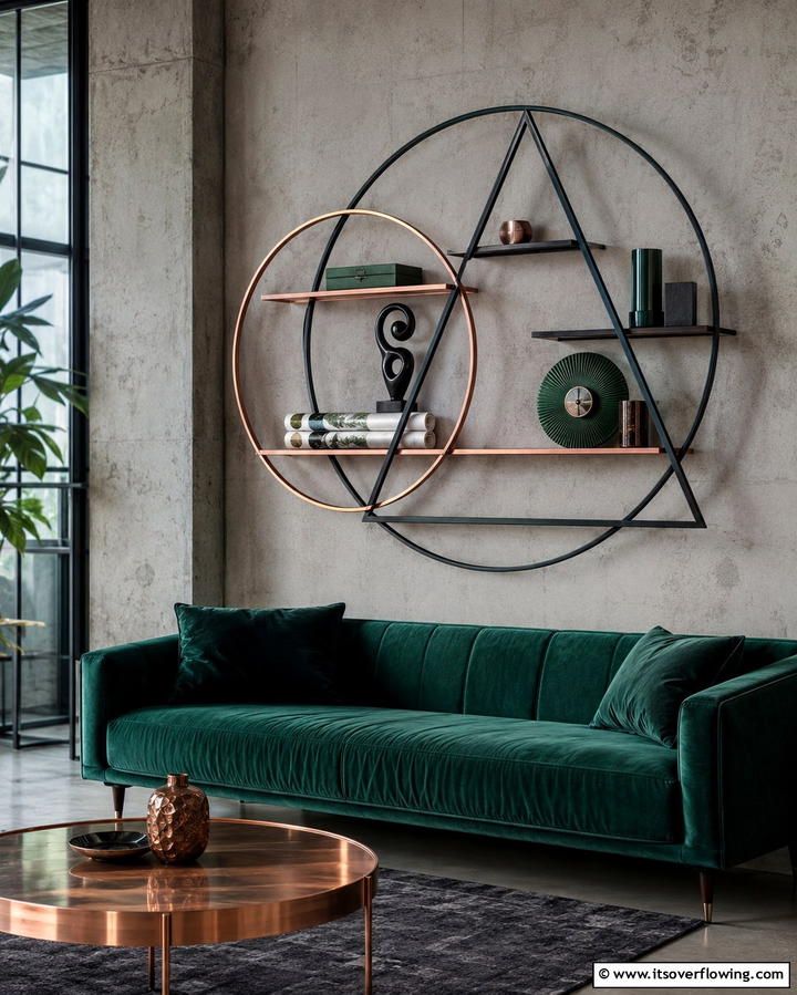 Geometric Shelves for a Statement Piece - 25 Living Room Bookshelf Ideas for Stylish Storage