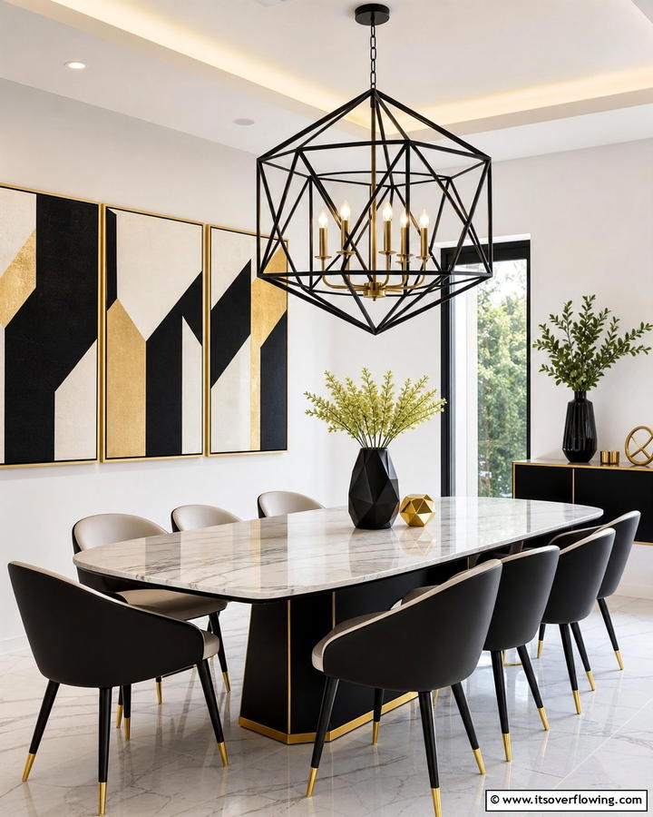Geometric Statement Fixture - 21 Dining Room Lighting Ideas to Elevate Your Space