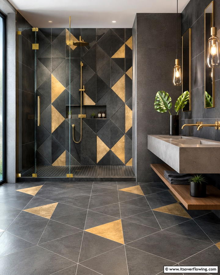 Geometric Tile Designs - 25 Walk-in Shower Tile Ideas for a Luxurious Bathroom