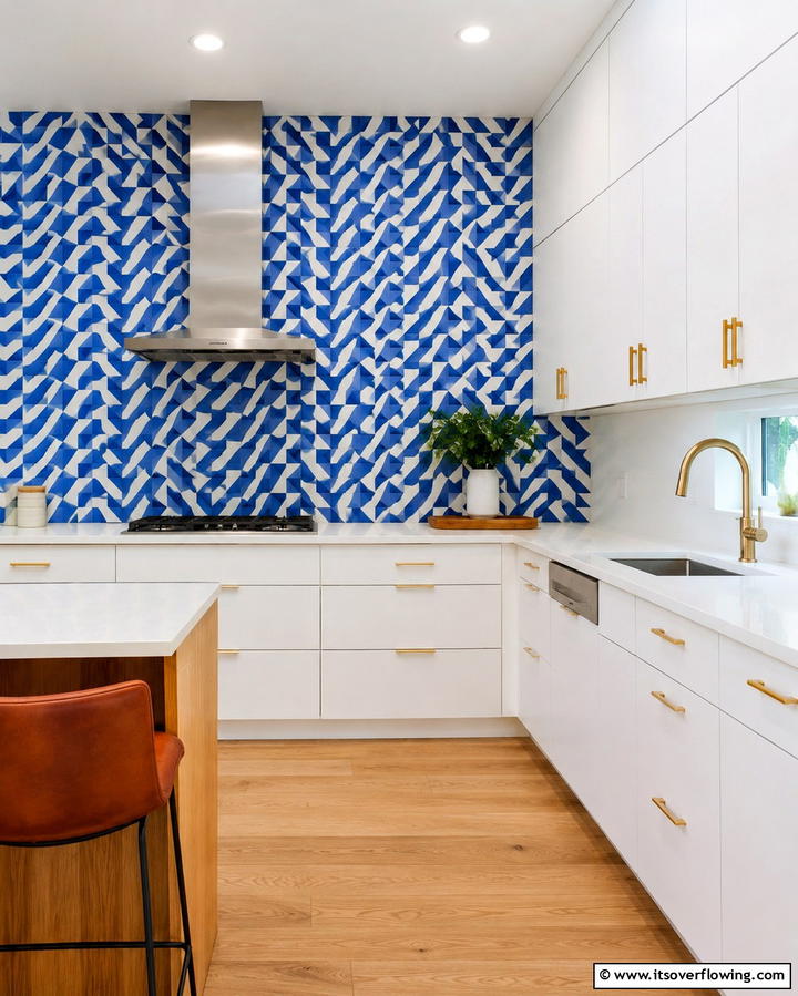 Geometric Tile Pattern - 25 Kitchen Accent Wall Ideas for a Stylish Upgrade