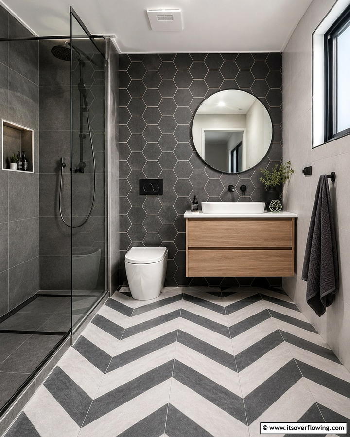 Geometric Tile Patterns - 25 Masculine Bathroom Ideas for a Bold Look