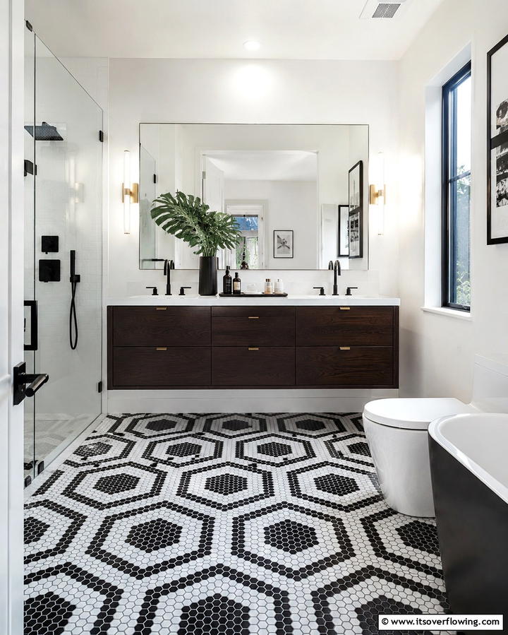 Geometric Tile PatternsOne - 30 Art Deco Bathroom Ideas for Glamorous Geometric Design