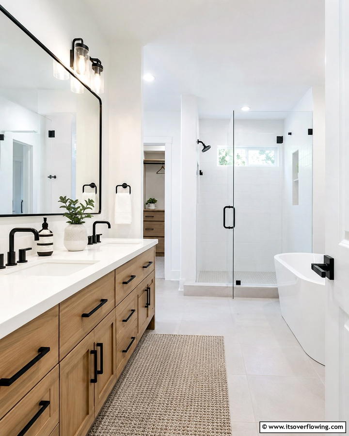 Geometric Tiles for Subtle Interest - 25 Scandinavian Bathroom Ideas for a Minimalist and Cozy Space
