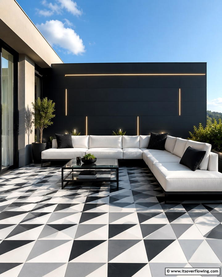 Geometric Tiles for a Modern Touch - 25 Patio Tile Ideas to Upgrade Your Outdoor Flooring
