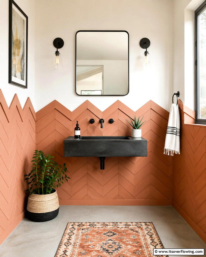 Geometric Wainscoting - 25 Powder Room Wainscoting Ideas for a Chic Look