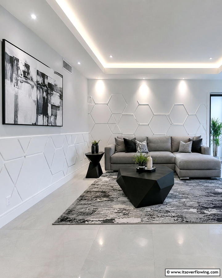 Geometric Wainscoting - 30 Elegant Living Room Wainscoting Ideas for Modern Homes