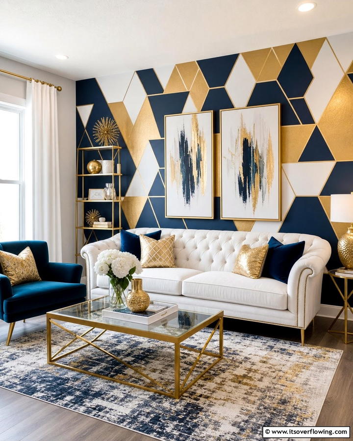 Geometric Wall Designs - 30 Living Room Wall Decor Ideas to Elevate Your Space