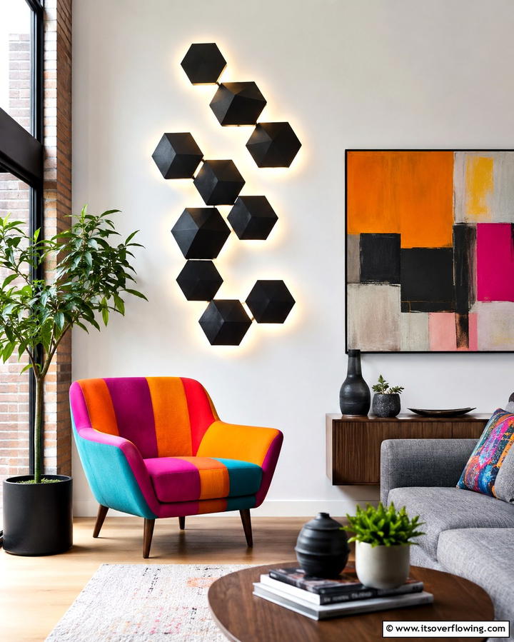 Geometric Wall Lights for Artistic Appeal - 25 Living Room Wall Lighting Ideas for a Bright and Inviting Space