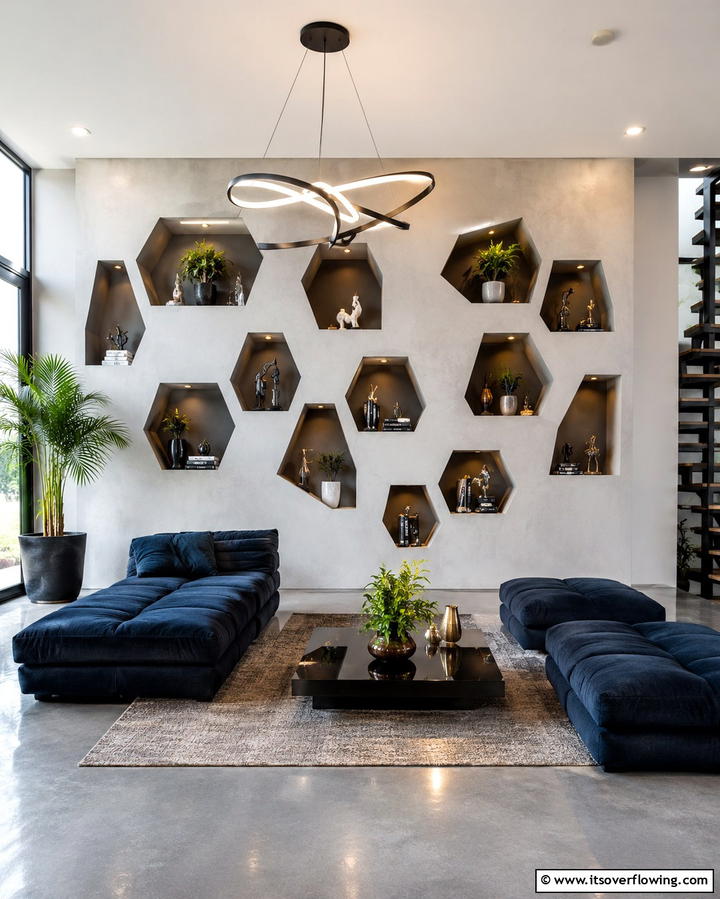 Geometric Wall Niches - 20 Wall Niche Ideas to Display Art and Decor Creatively