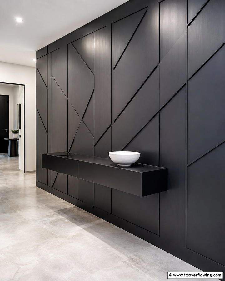Geometric Wall Panels - 30 Entryway Wall Ideas for First Impressions and Functional Storage