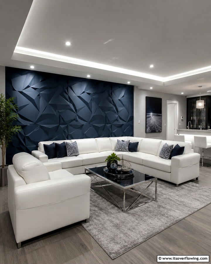 Geometric Wall Panels for a Contemporary Edge - 30 Basement Wall Design Ideas to Transform Your Space
