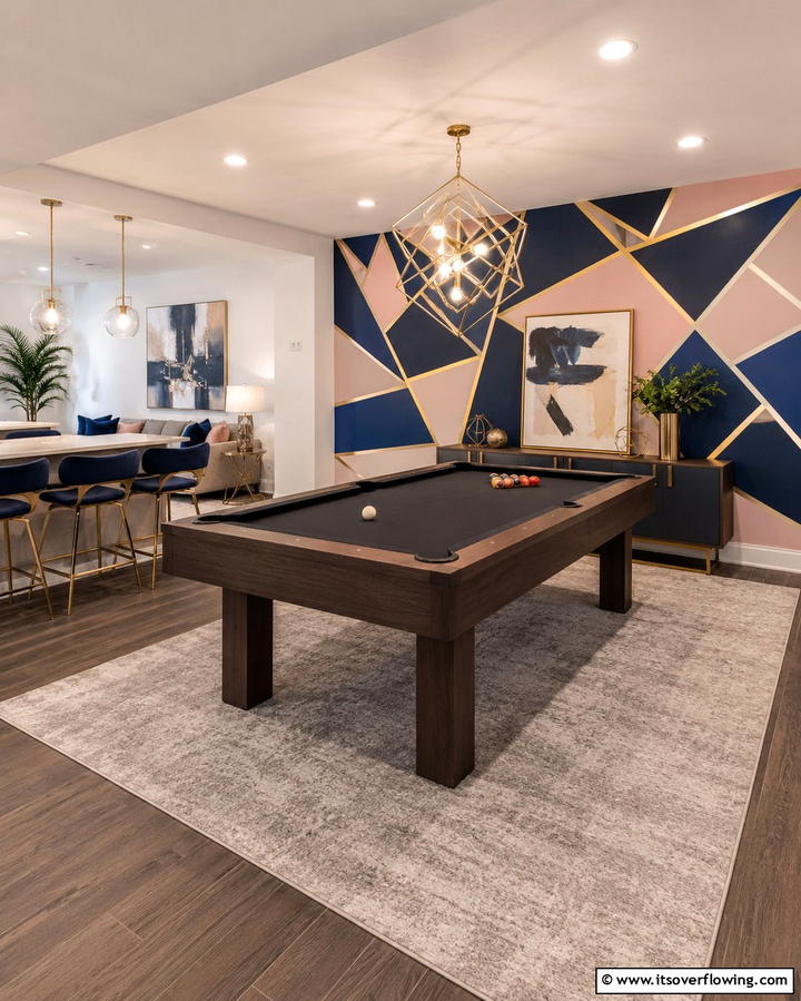 Geometric Wall Patterns - 30 Basement Wall Design Ideas to Transform Your Space