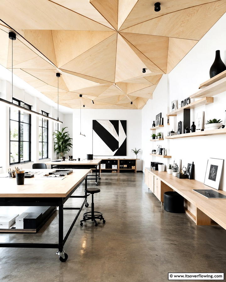 Geometric Wood Ceiling - 25 Wood Ceiling Ideas to Elevate Your Interior