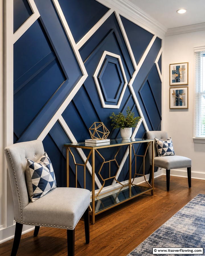 Geometric Wood Trim WallExact - 25 Wood Trim Accent Wall Ideas for a Warm Touch