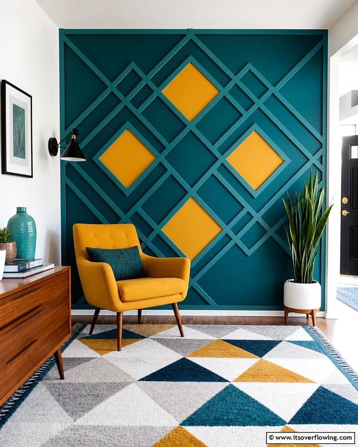 Geometric Wood Trim WallOne - 25 Wood Trim Accent Wall Ideas for a Warm Touch