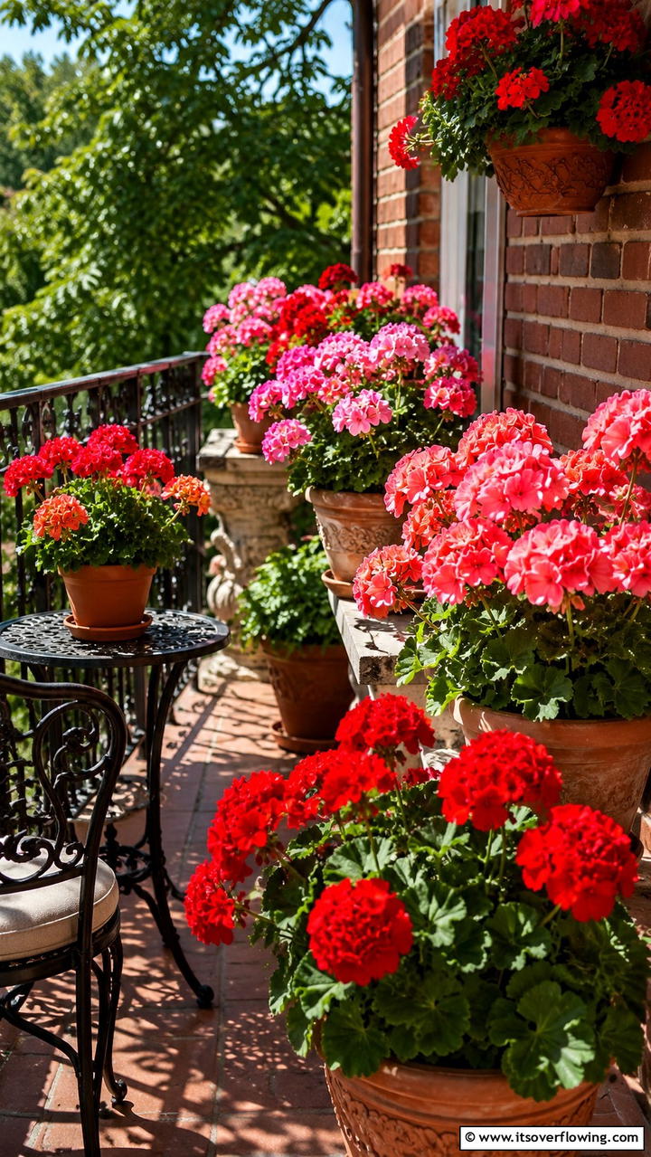 Geraniums - 30 Flowering Plants for Balcony Gardens - Colorful Displays