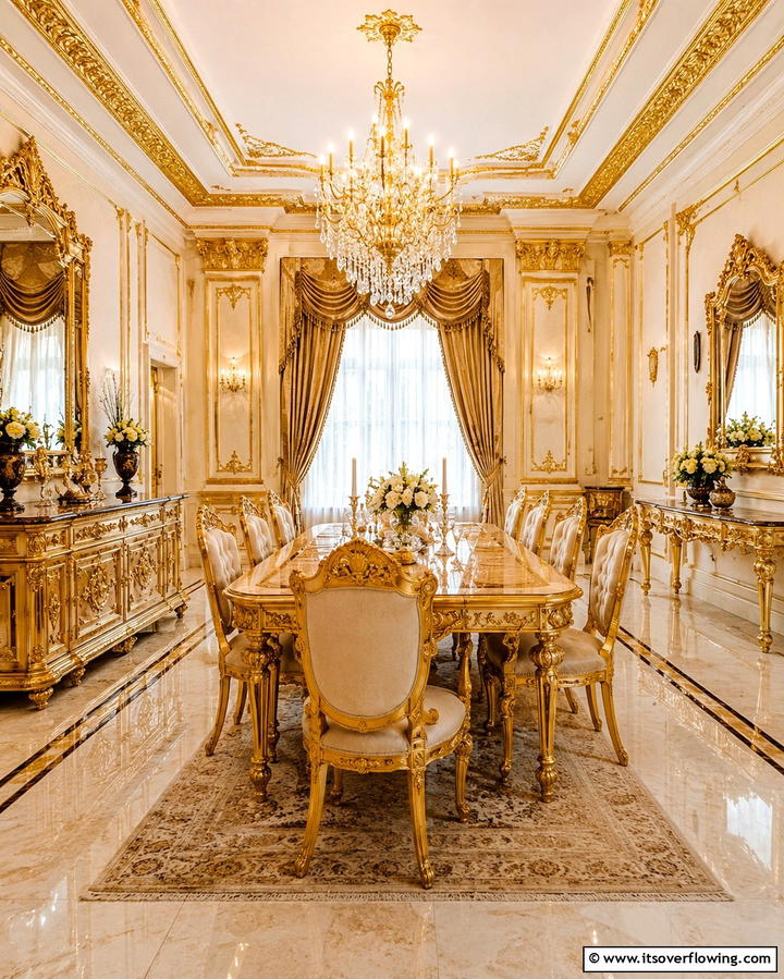 Gilded Accents - 25 Parisian Dining Room Ideas for Elegant Spaces