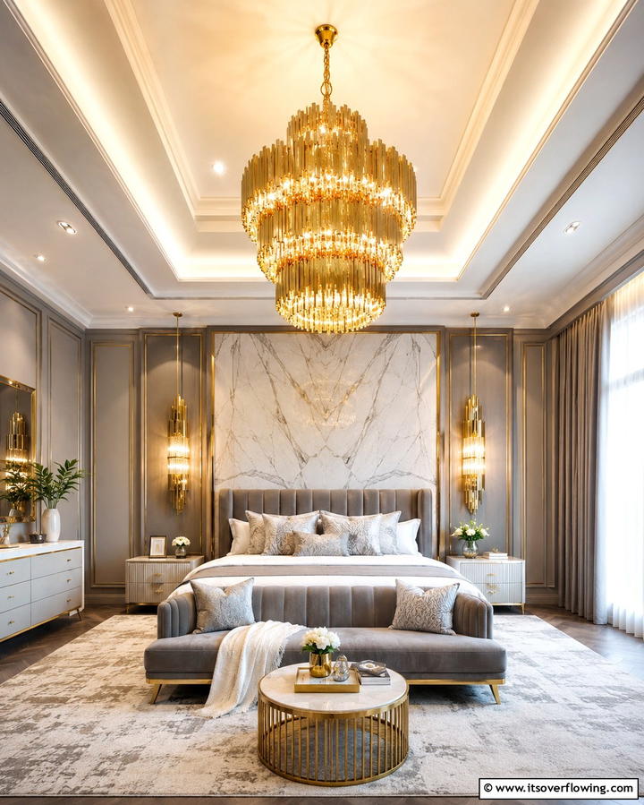 Gilded Lighting Fixtures - 25 Gold Bedroom Ideas for a Luxurious Retreat