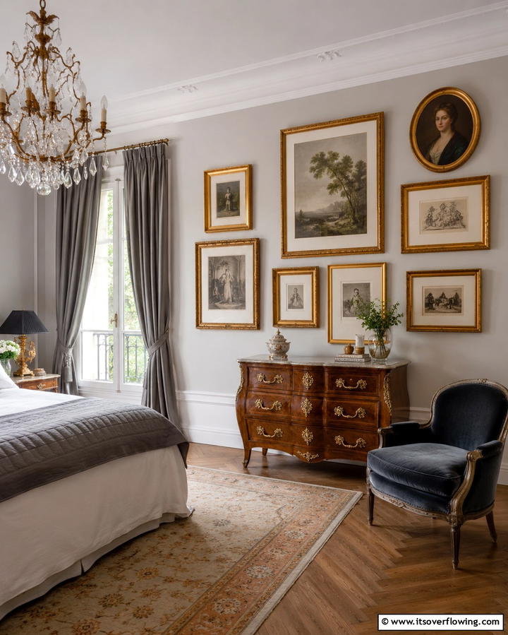 Gilded Picture Frames - 30 French Bedroom Decor Ideas for Elegant European Style