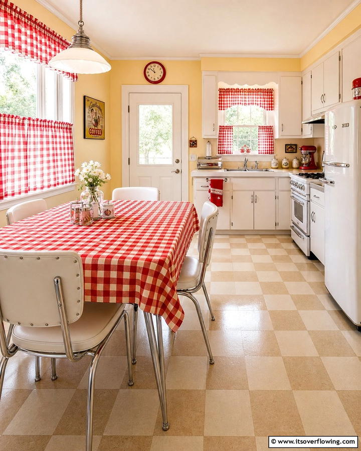 Gingham Patterns - 25 Retro Kitchen Ideas for a Vintage Vibe