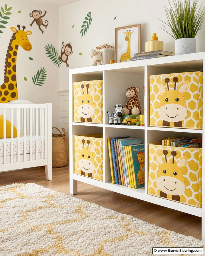 Giraffe Themed Storage Bins - 20 Giraffe Nursery Ideas for a Fun and Whimsical Space
