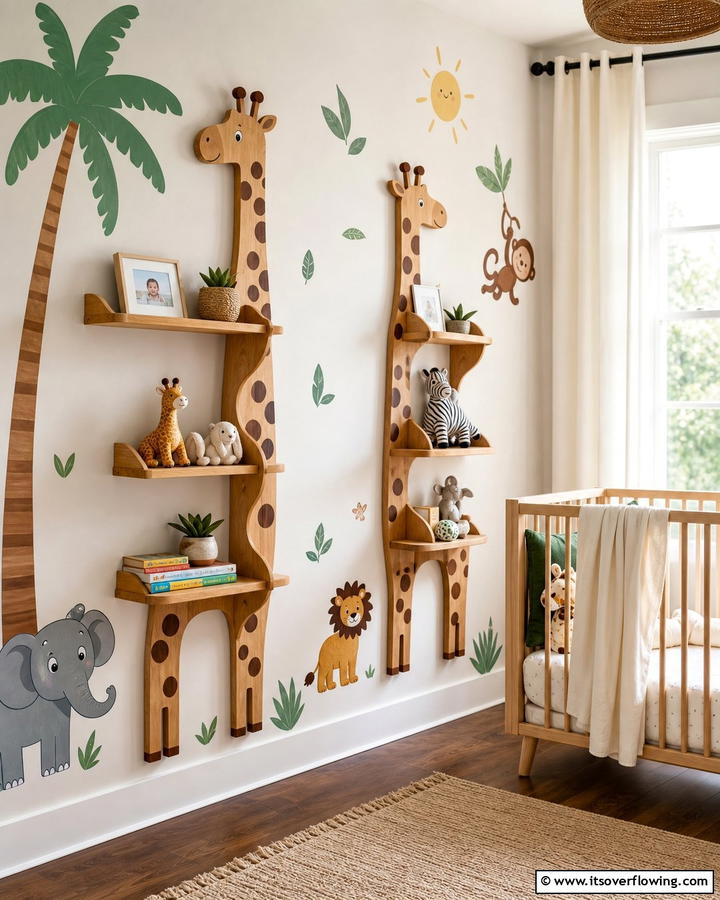 Giraffe Themed Wall Shelf - 20 Giraffe Nursery Ideas for a Fun and Whimsical Space