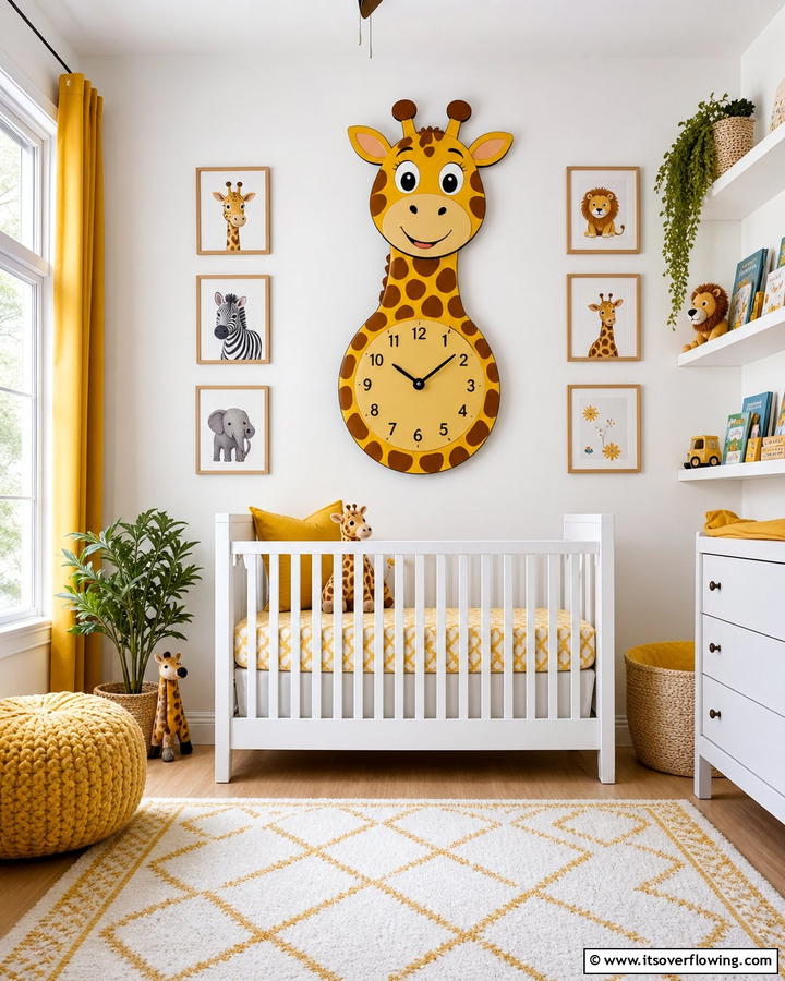 Giraffe Wall Clock - 20 Giraffe Nursery Ideas for a Fun and Whimsical Space