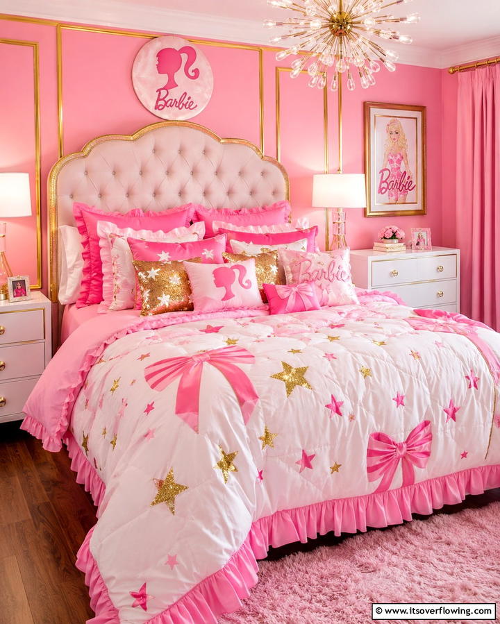 Glam Bedding Sets - 25 Fun Barbie Room Ideas for Kids and Collectors