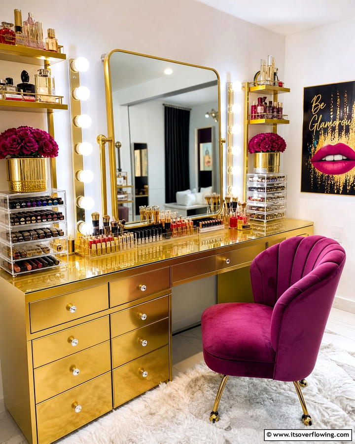 Glam Makeup Artistry Hub - 30 Stylish Makeup Vanity Ideas for a Functional Beauty Space