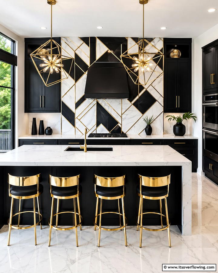 Glamorous Geometric Accents - 30 Art Deco Kitchen Ideas for Timeless Elegance