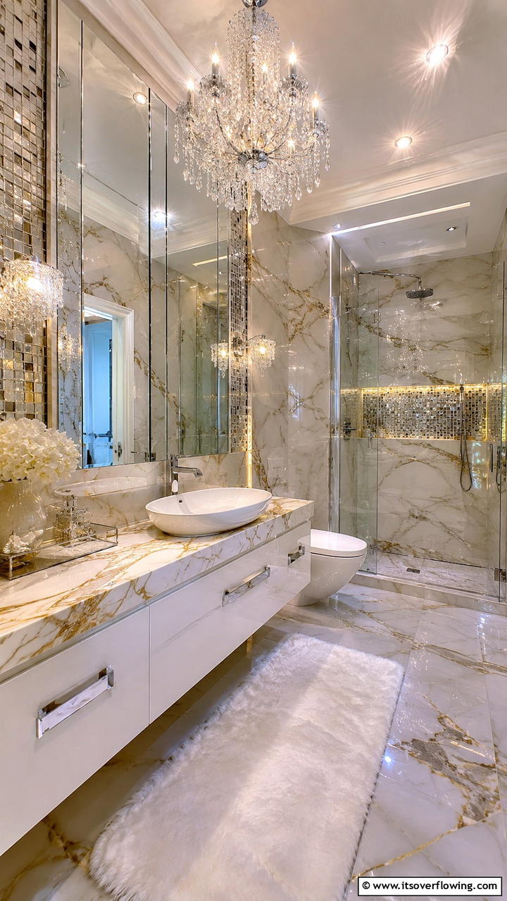 Glamorous Glitz and Shine - 30 Ensuite Bathroom Ideas for Luxurious Privacy
