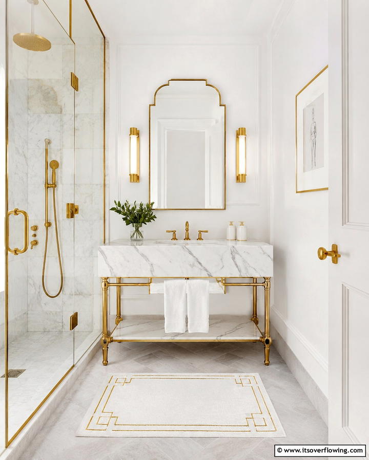 Glamorous Gold Accents - 30 Art Deco Bathroom Ideas for Glamorous Geometric Design