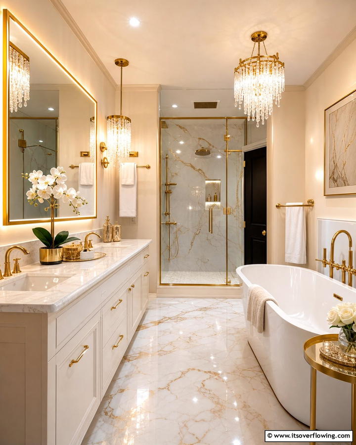 Glamorous Golden Accents - 21 Luxury Bathroom Ideas for a Spa-Like Retreat