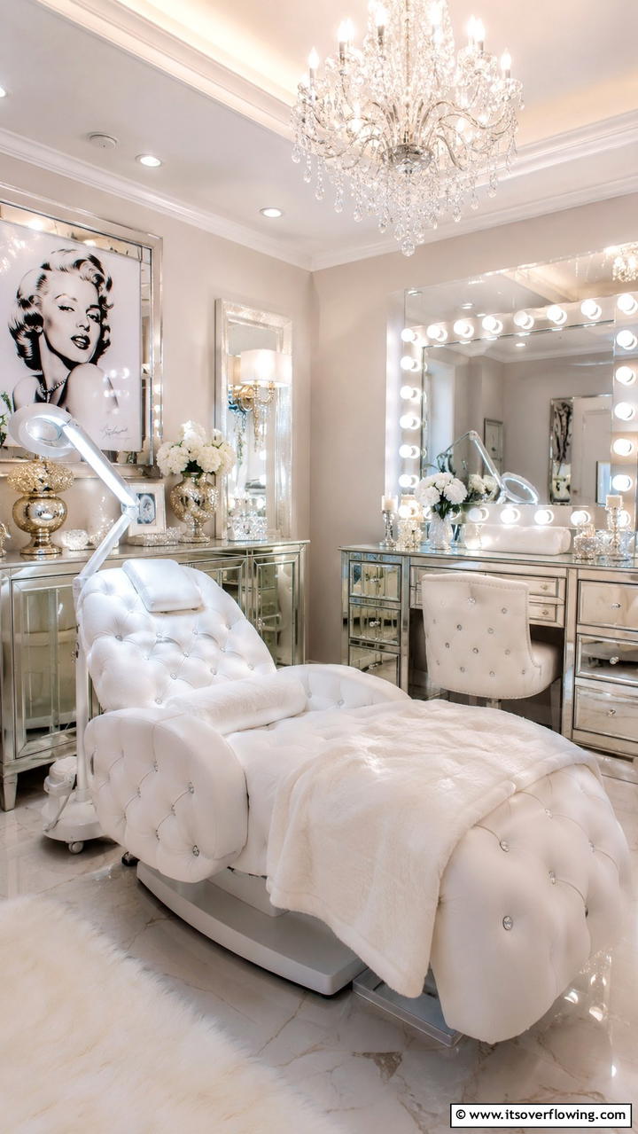 Glamorous Hollywood Style - 30 Facial Room Ideas for At-Home Skincare Sanctuaries