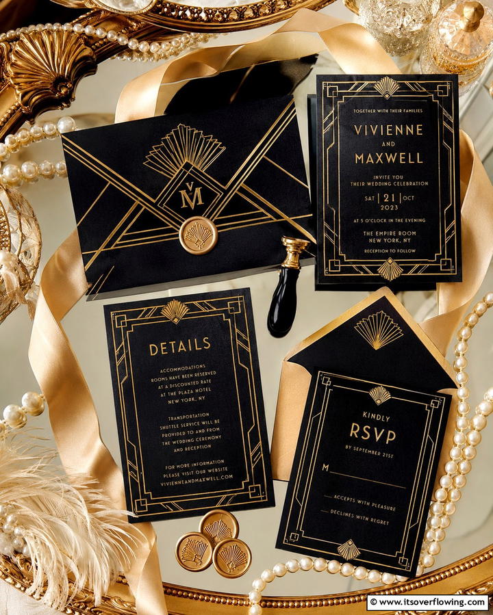 Glamorous Invitations - 25 Art Deco Wedding Ideas for Glamorous Celebrations