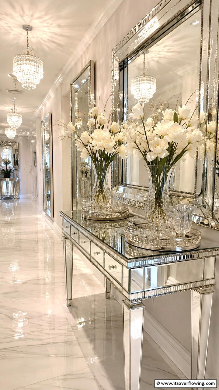 Glamorous Mirror Display - 30 Console Table Decor Ideas- Elevate Entryways and Halls