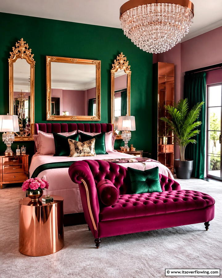 Glamorous Pink and Green with Metallics - 25 Pink and Green Bedroom Ideas for a Fresh Look