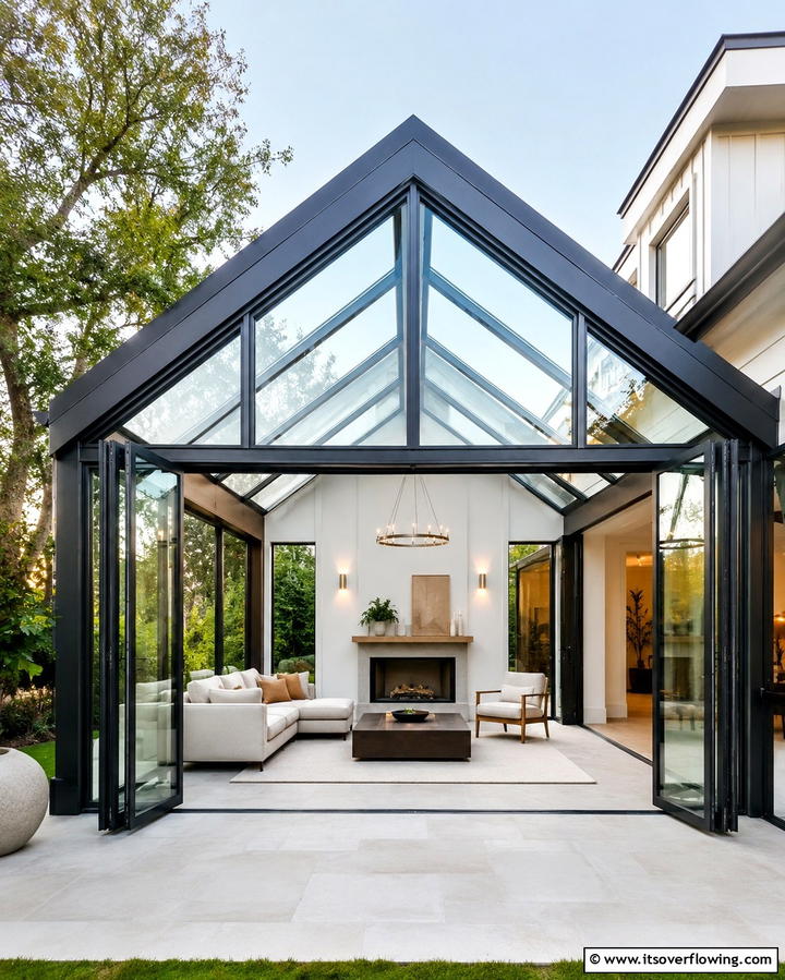 Glass Accented Gable Porch - 25 Open Gable Porch Ideas for a Welcoming Entrance